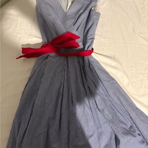 Chetta B Blue Striped Maxi Dress with Red Accent